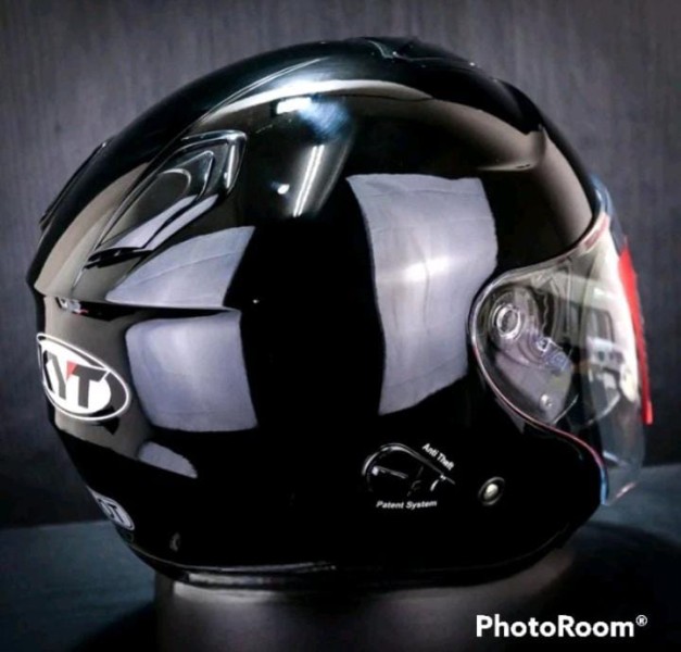 Helm KYT KYOTO R Black Glossy free sarung tangan