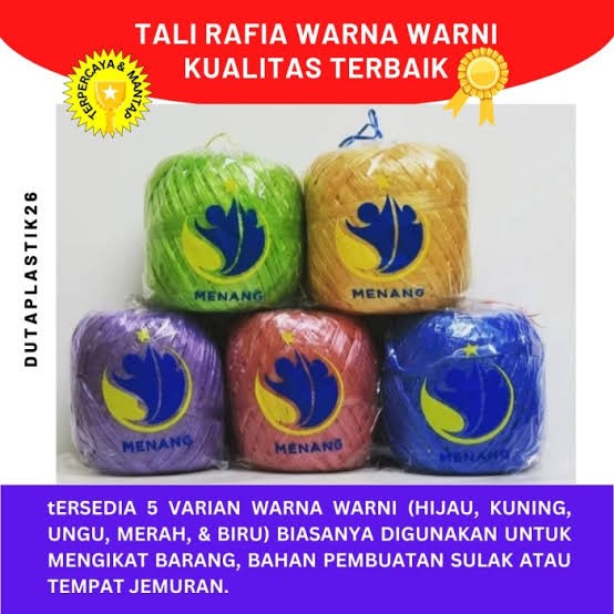 Tali Rafia Menang Warna Berkualitas Terbaik 1 Gulungan