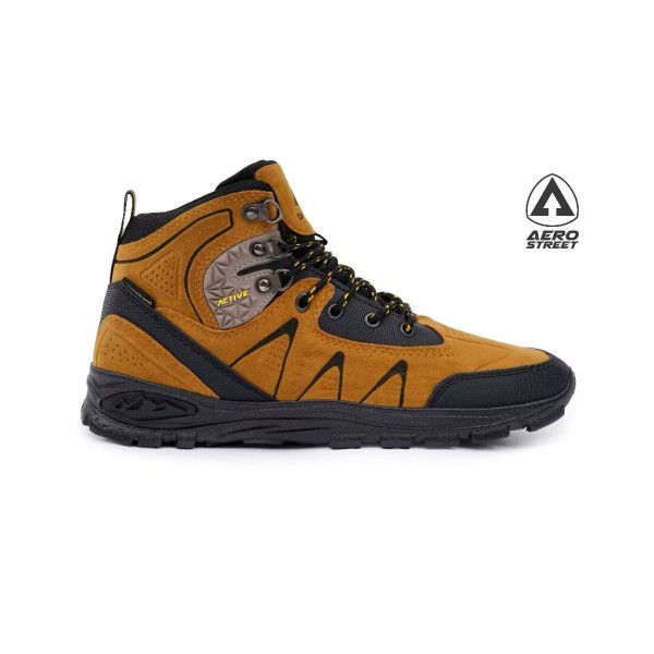 Aerostreet 40-43 Active High Hitam Coklat Kuning -Sepatu Sneaker Boots