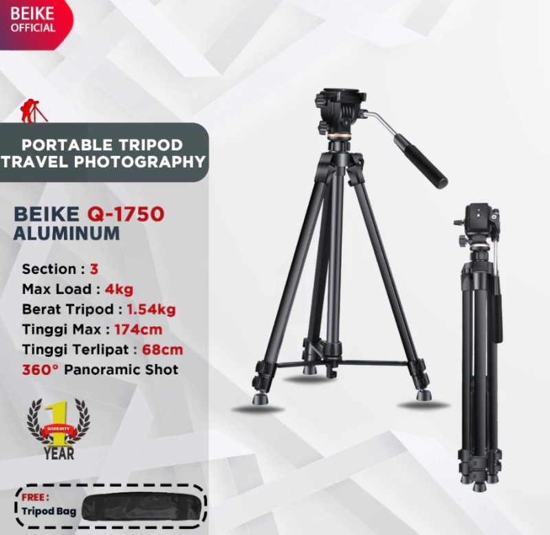 Beike Q1750 Aluminum Tripod